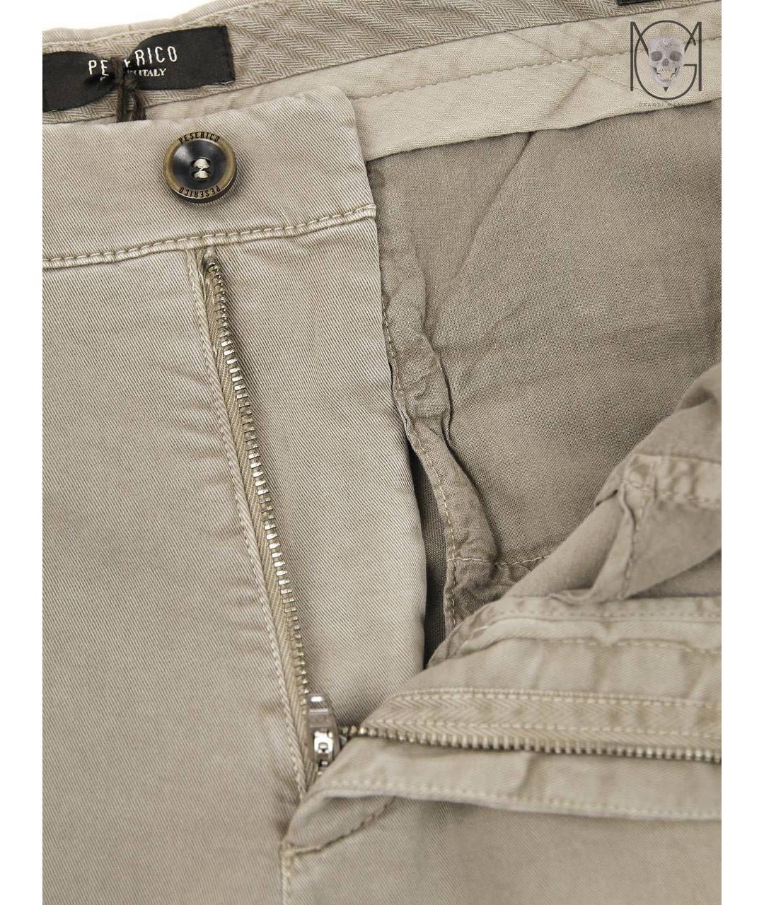 PESERICO Бежевые хлопко-эластановые повседневные брюки, фото 8