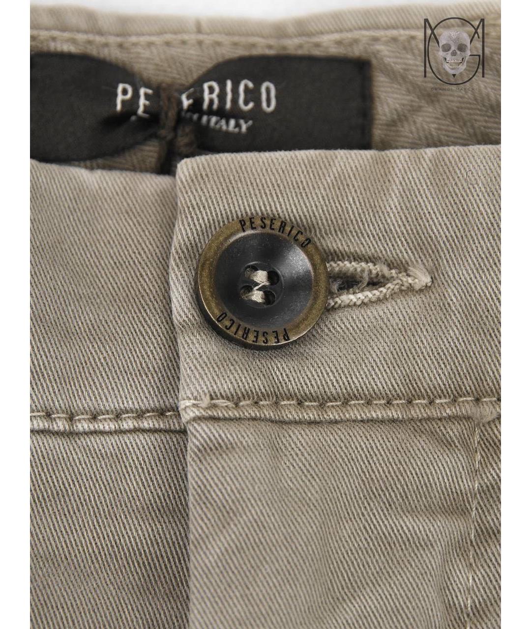 PESERICO Бежевые хлопко-эластановые повседневные брюки, фото 7