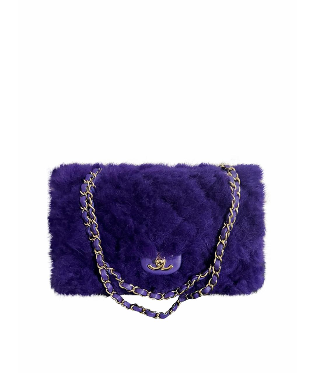 CHANEL Фиолетовая меховая сумка через плечо, фото 1