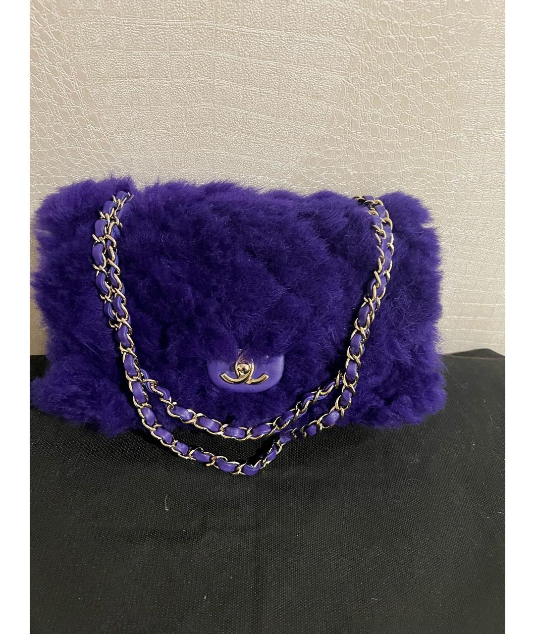 CHANEL Фиолетовая меховая сумка через плечо, фото 7