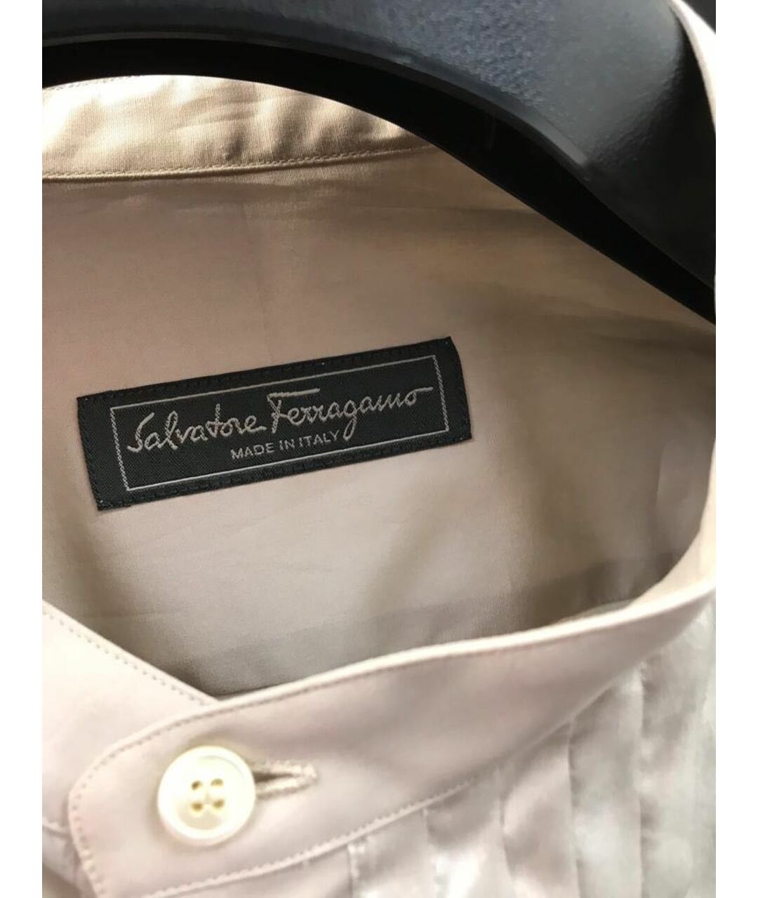 SALVATORE FERRAGAMO Бежевая хлопковая классическая рубашка, фото 3
