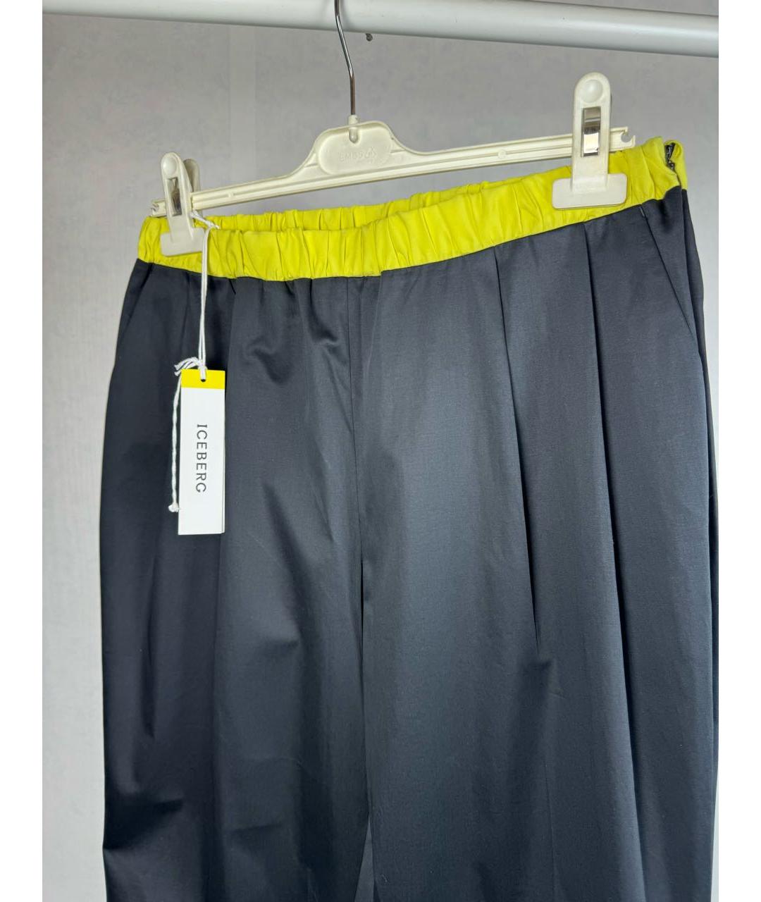 ICEBERG Черные хлопко-эластановые брюки широкие, фото 4