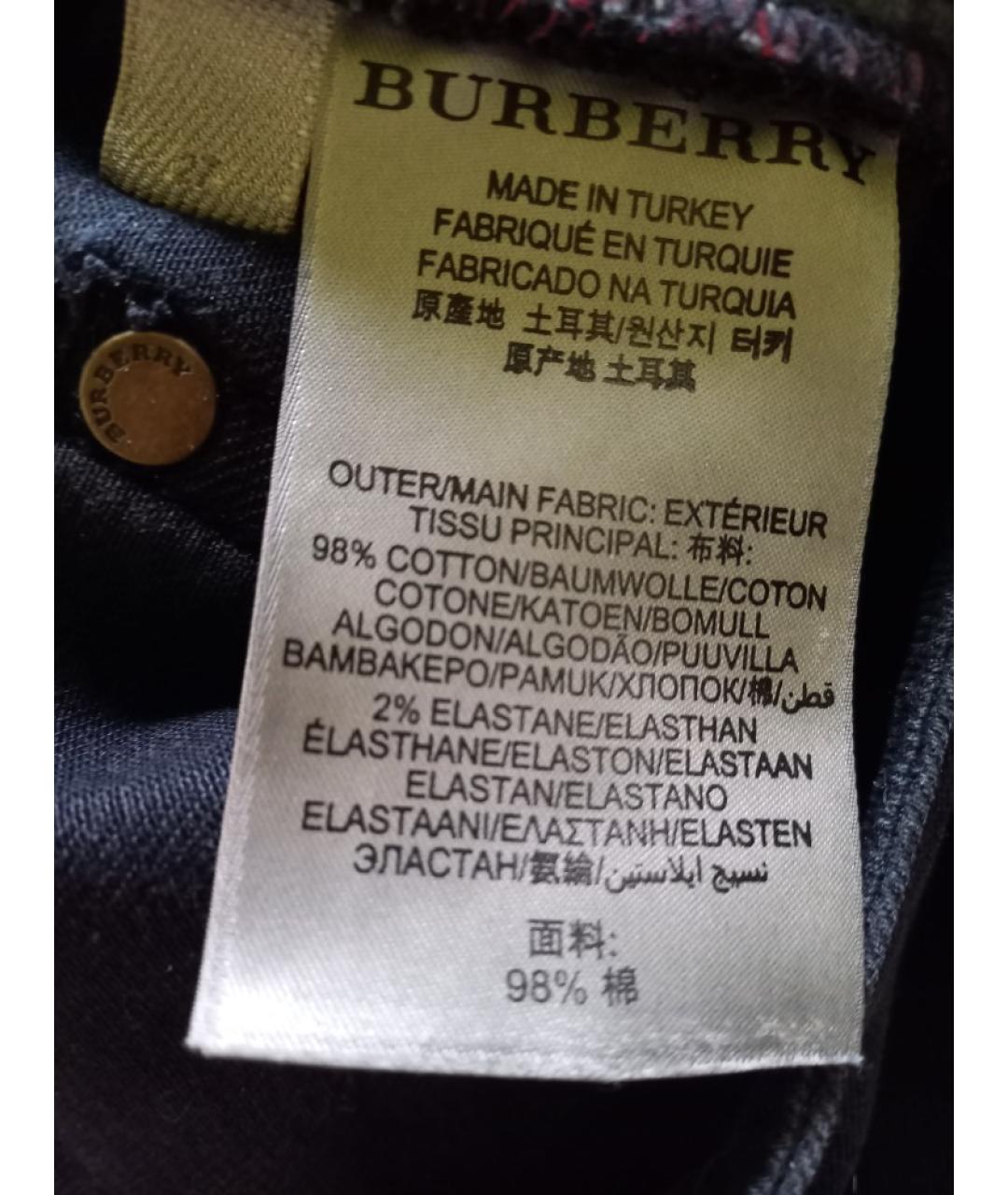 BURBERRY Черные хлопко-эластановые джинсы слим, фото 7