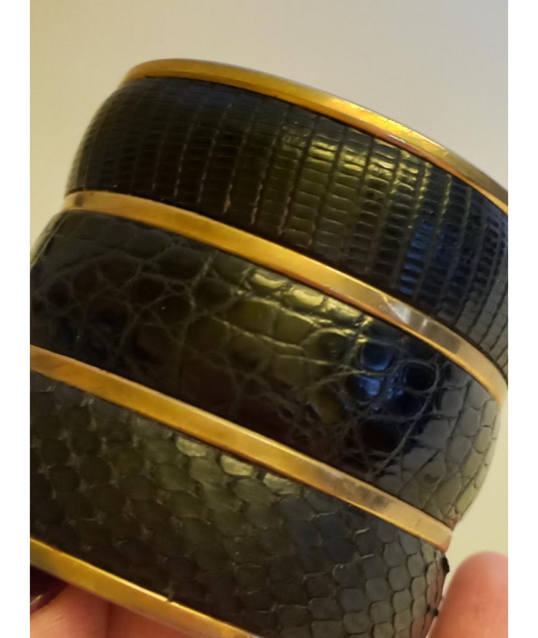 SAINT LAURENT Черный кожаный браслет, фото 7