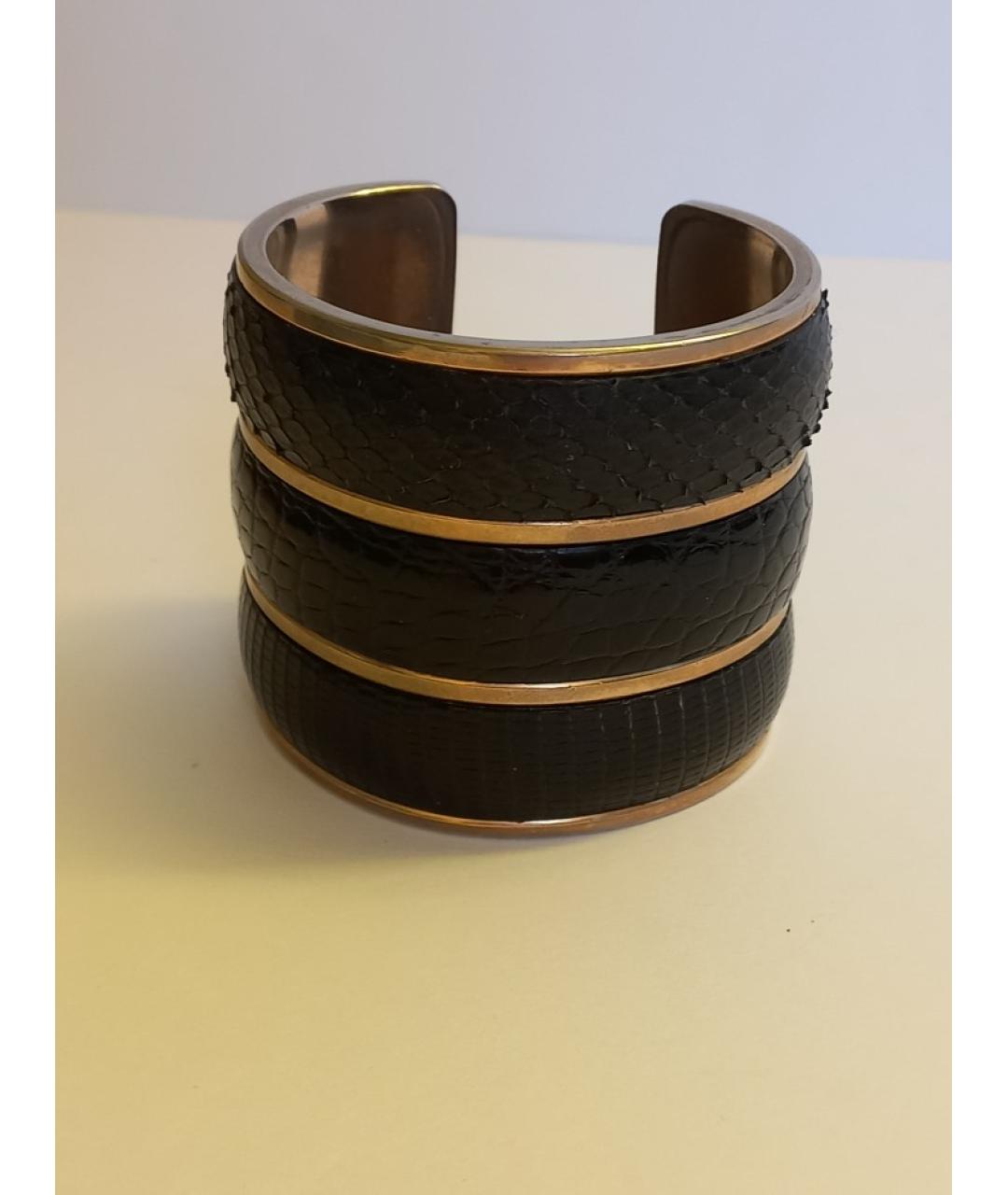 SAINT LAURENT Черный кожаный браслет, фото 10