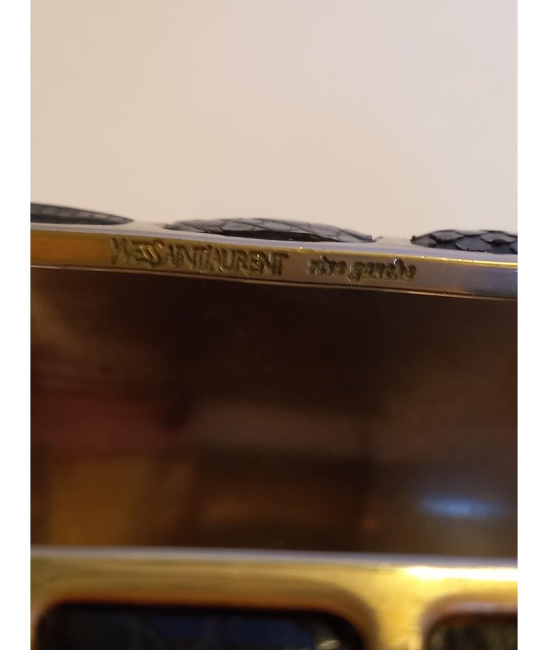 SAINT LAURENT Черный кожаный браслет, фото 6