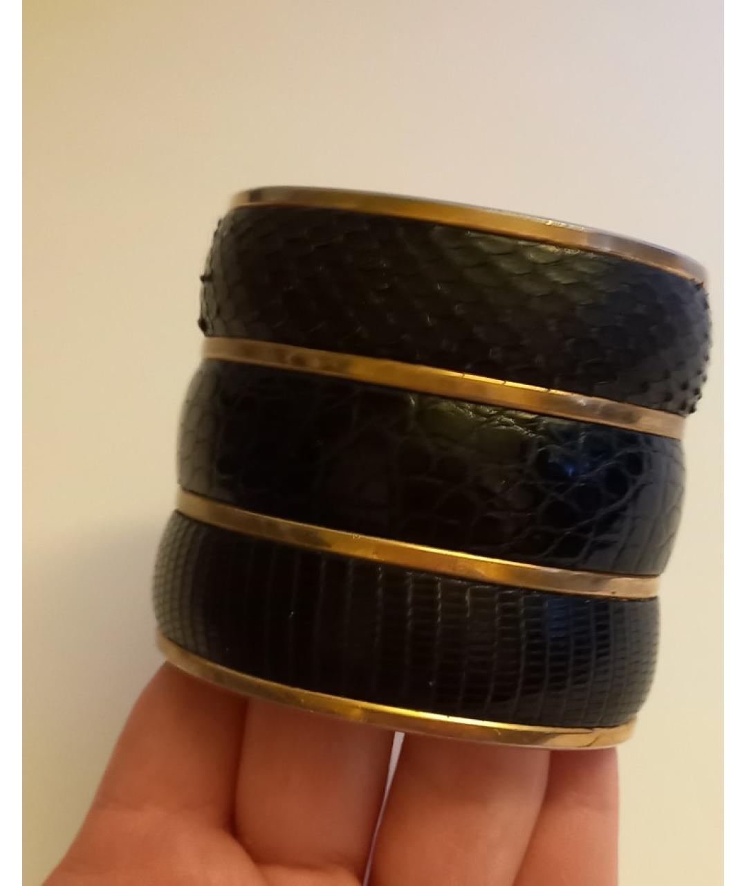 SAINT LAURENT Черный кожаный браслет, фото 4