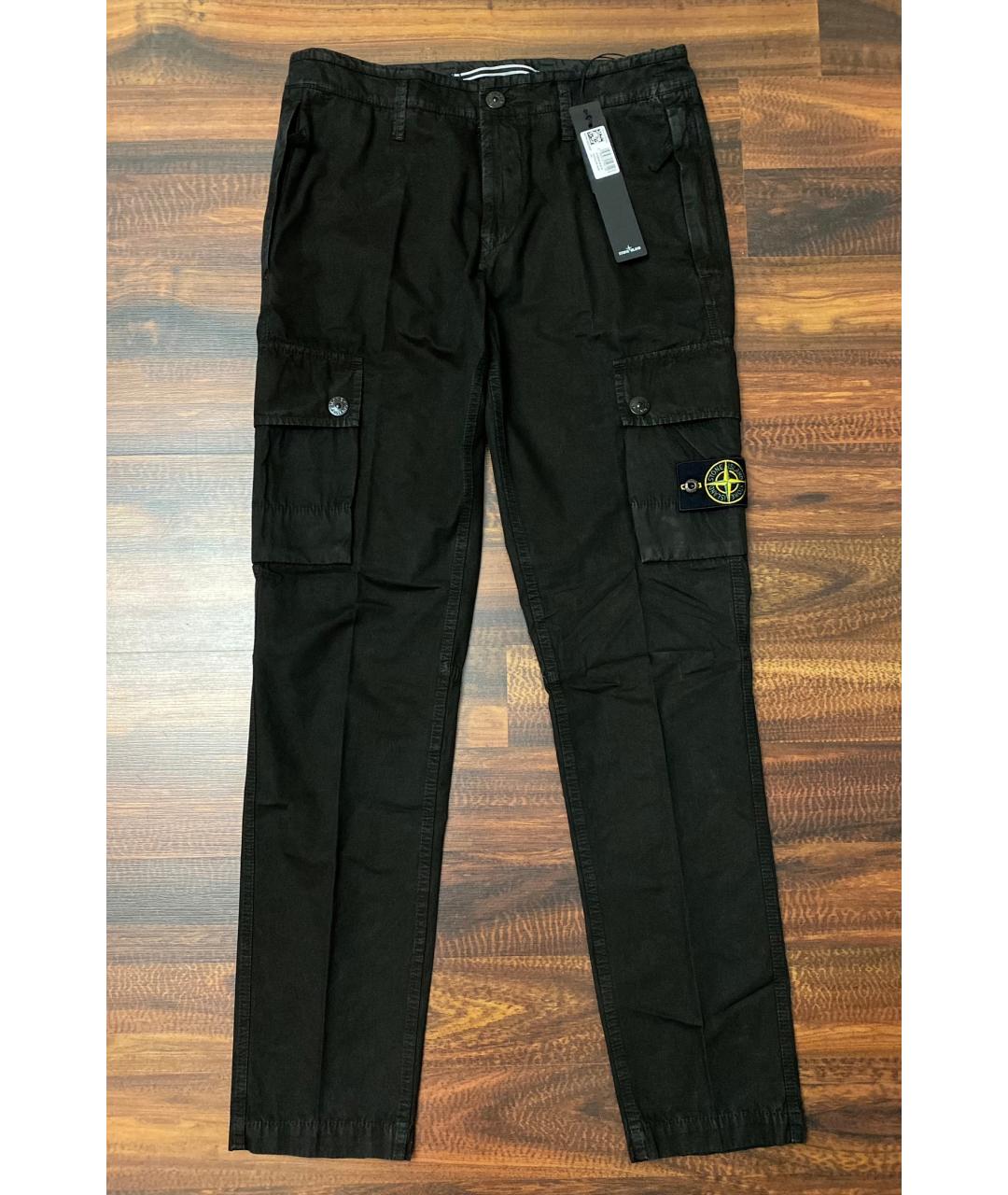 STONE ISLAND Черные хлопковые повседневные брюки, фото 8