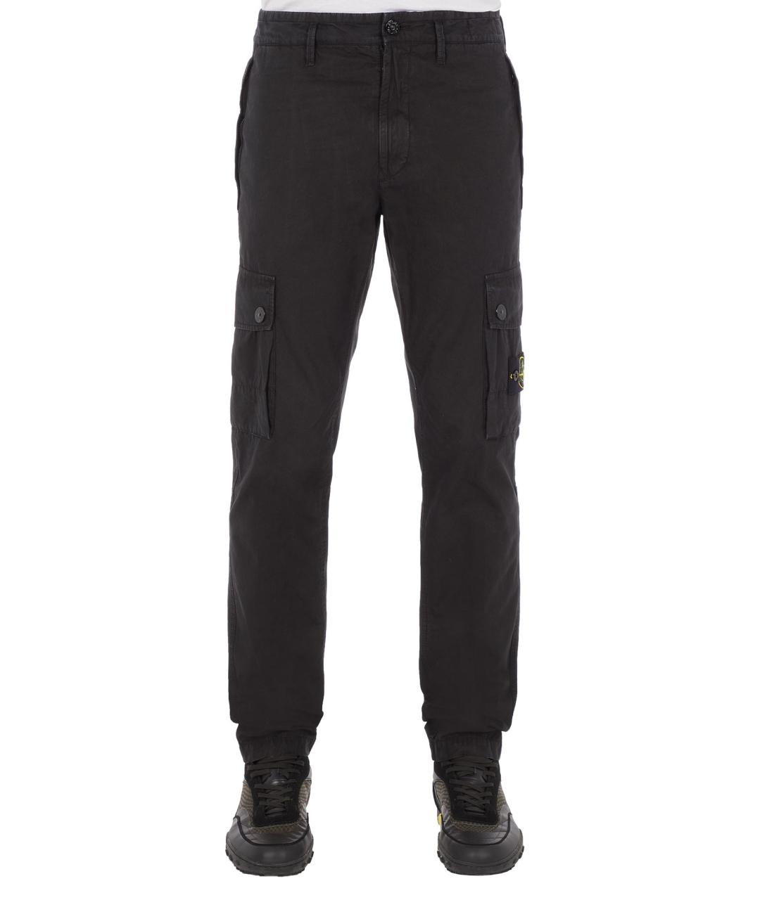 STONE ISLAND Черные хлопковые повседневные брюки, фото 2