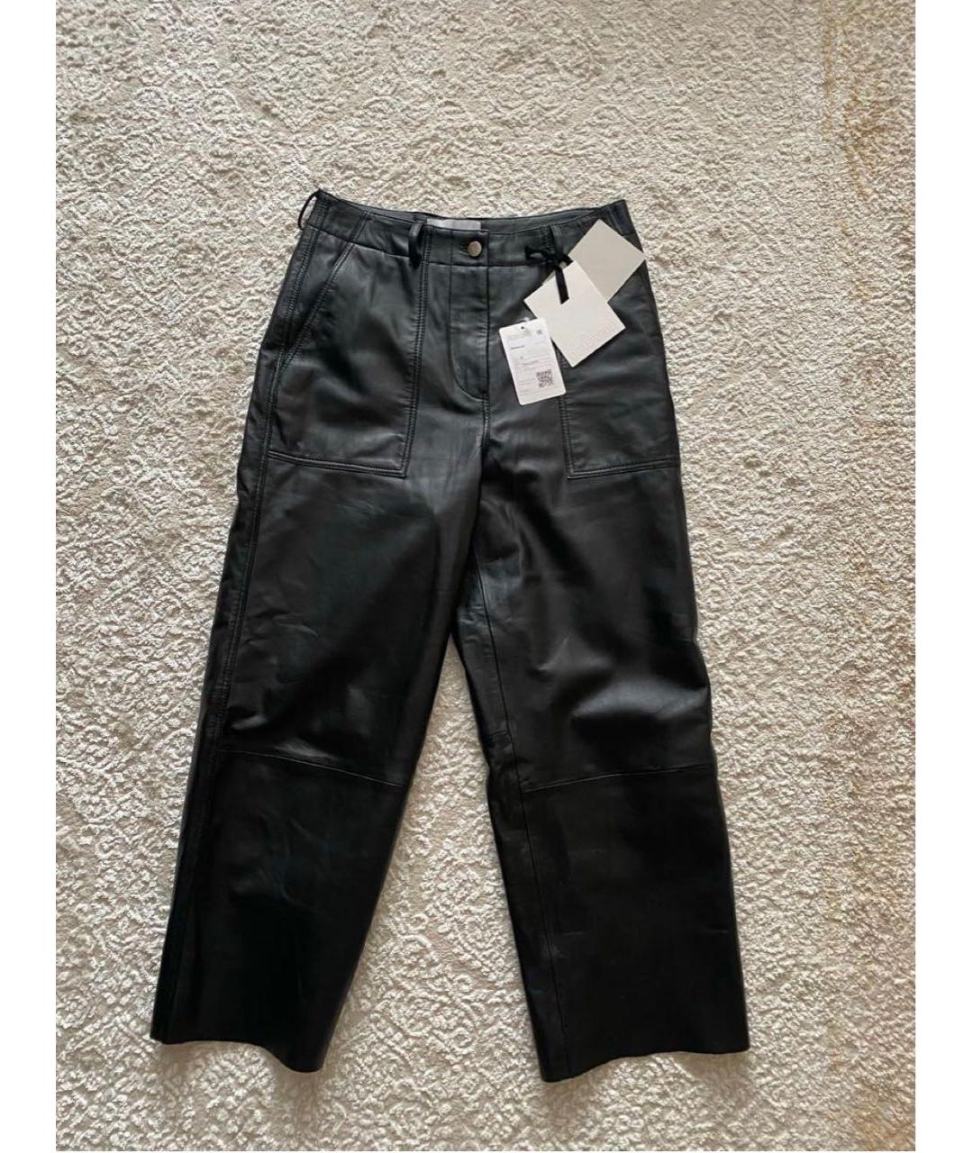 Deadwood Черные кожаные прямые брюки, фото 2