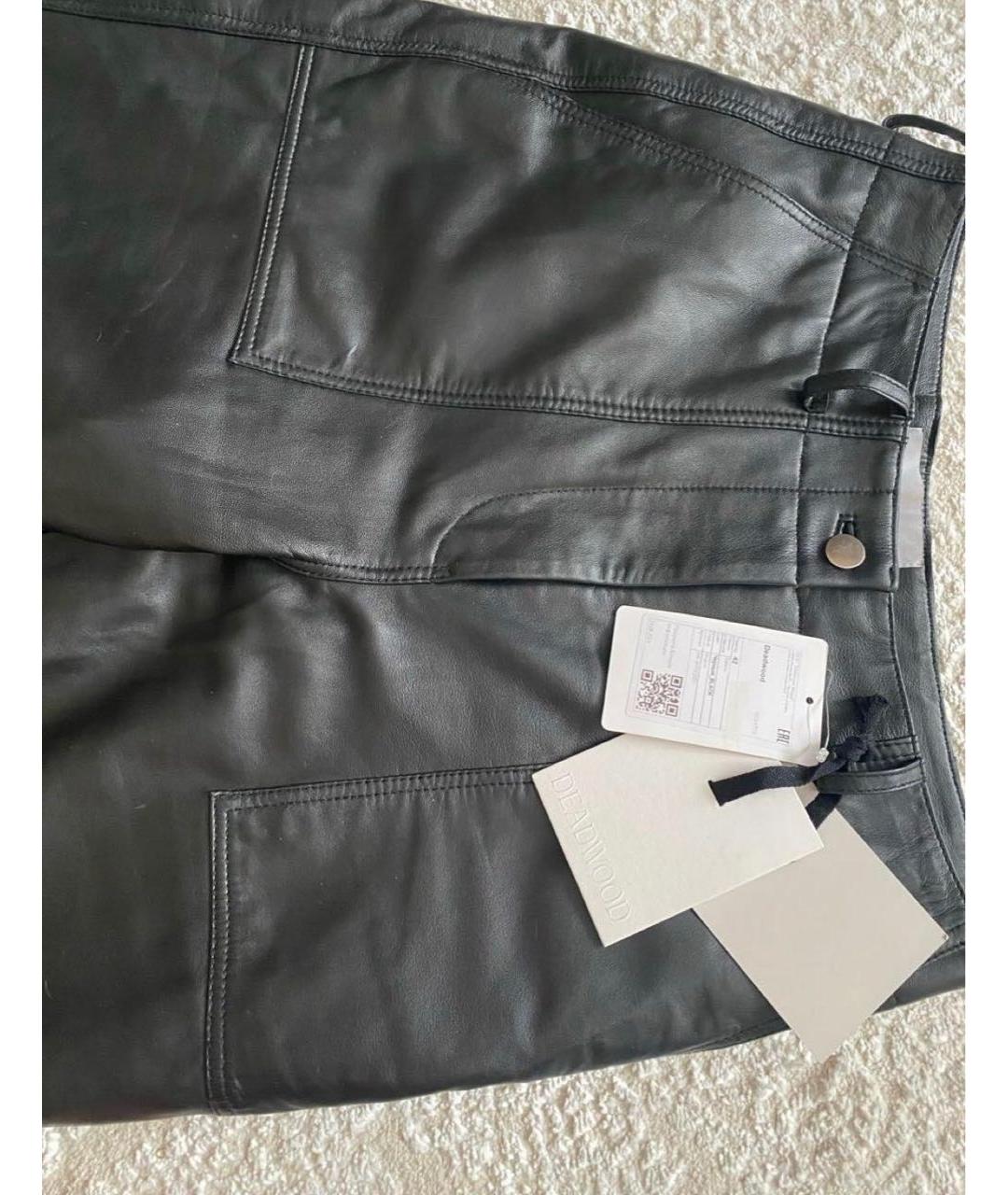 Deadwood Черные кожаные прямые брюки, фото 4