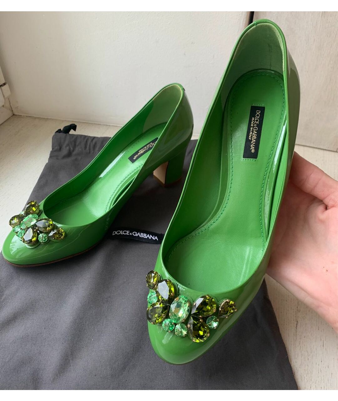 DOLCE&GABBANA Зеленые туфли из лакированной кожи, фото 7