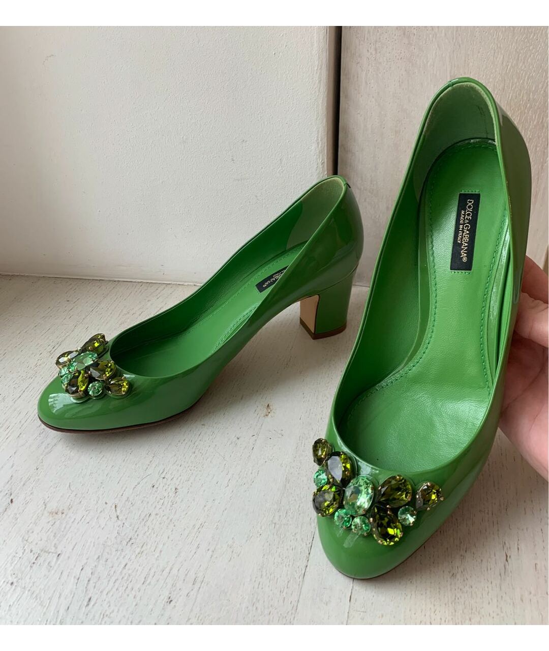 DOLCE&GABBANA Зеленые туфли из лакированной кожи, фото 2