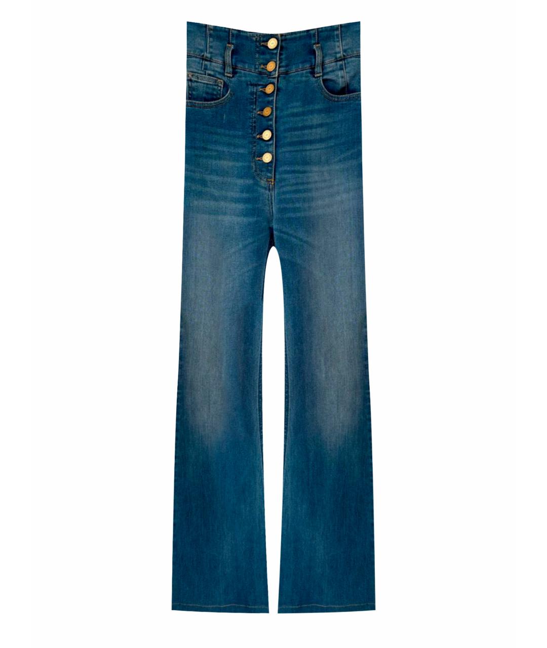ELISABETTA FRANCHI Голубые хлопко-эластановые джинсы клеш, фото 1