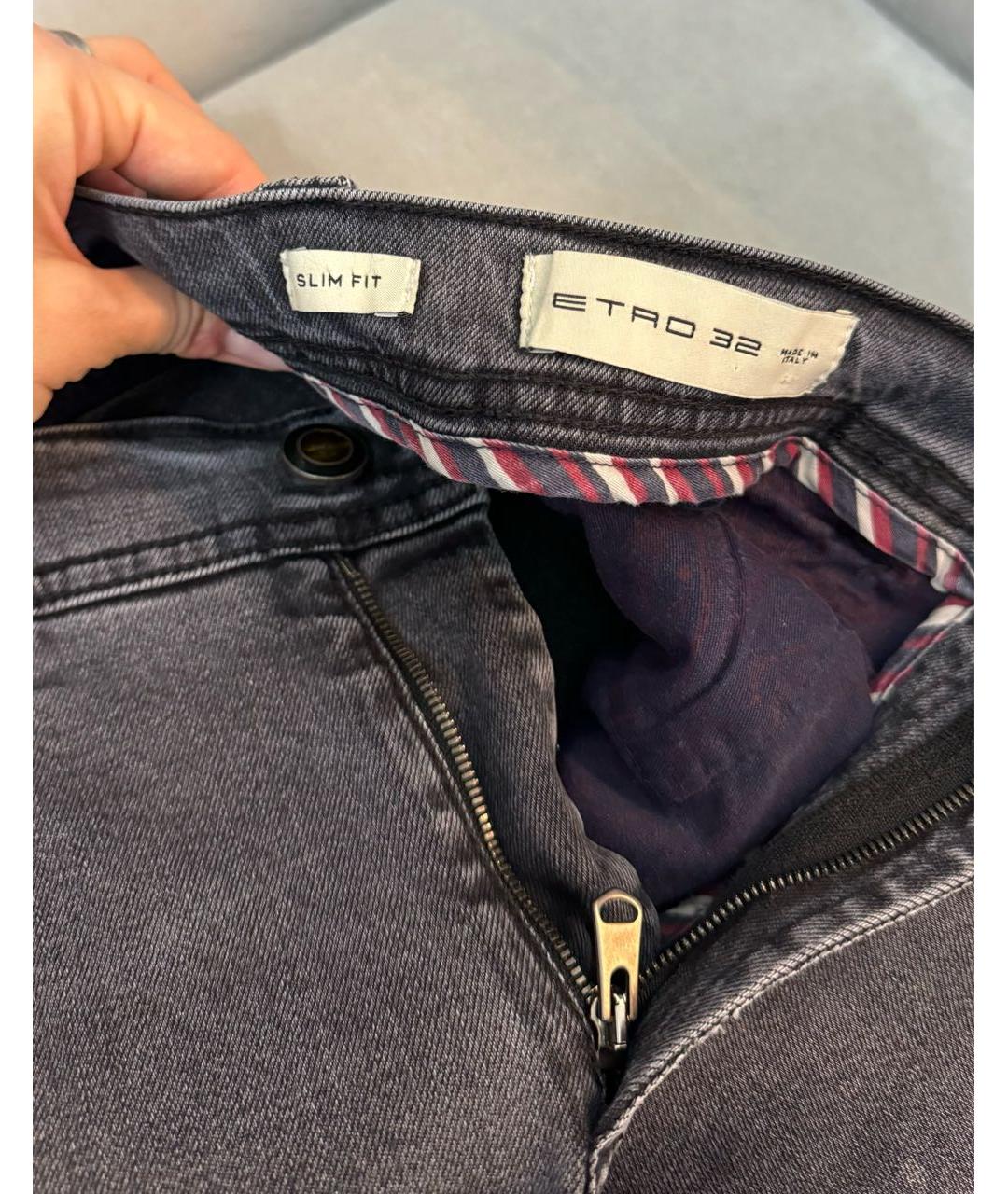 ETRO Серые хлопковые прямые джинсы, фото 5