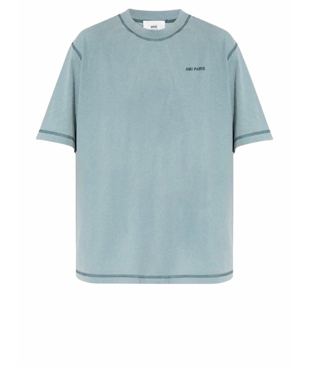 AMI Голубая хлопко-эластановая футболка, фото 1