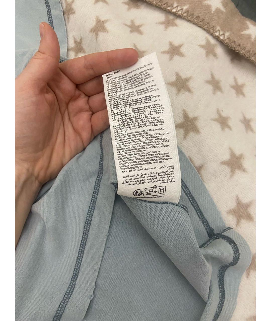 AMI Голубая хлопко-эластановая футболка, фото 6