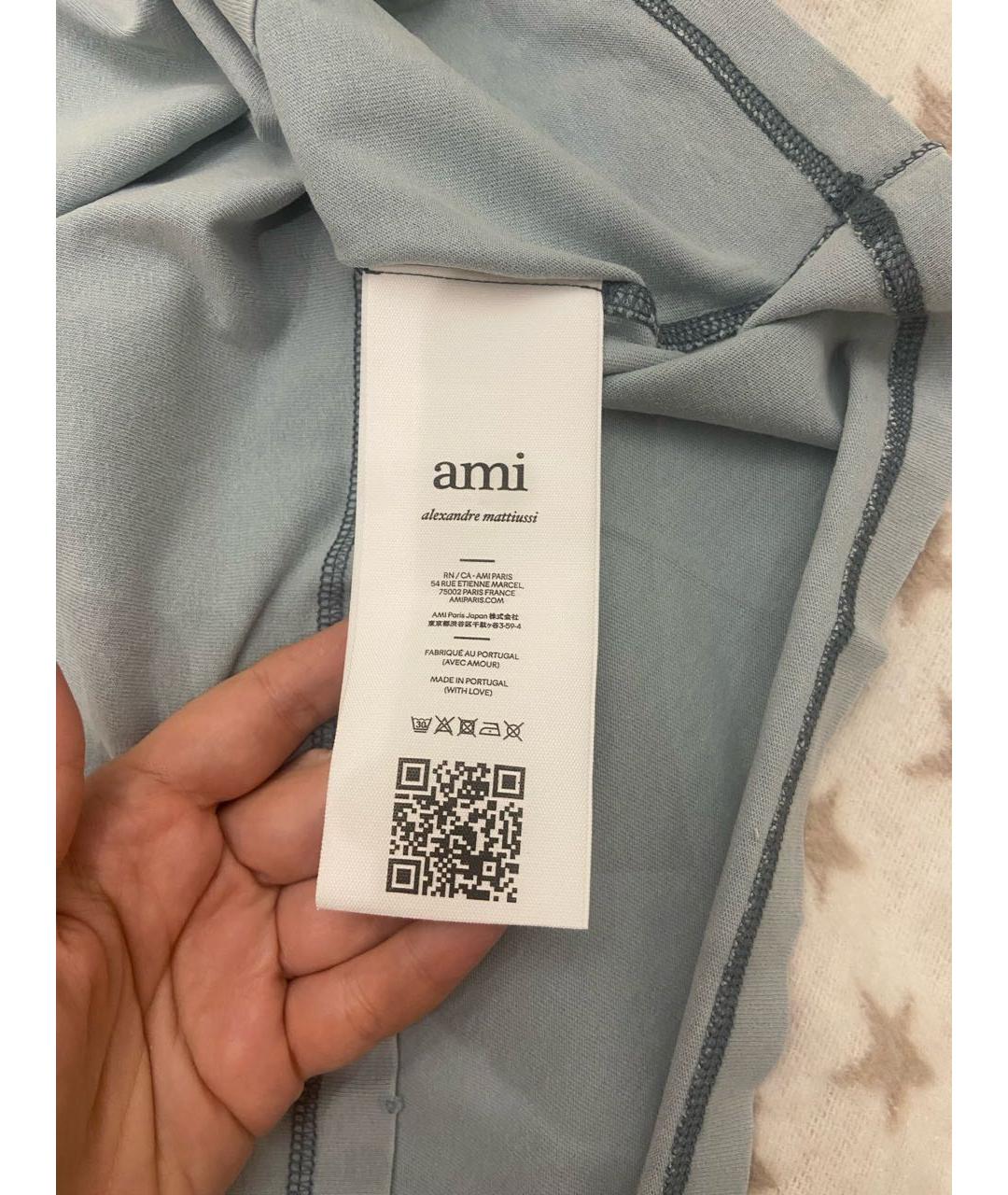 AMI Голубая хлопко-эластановая футболка, фото 4