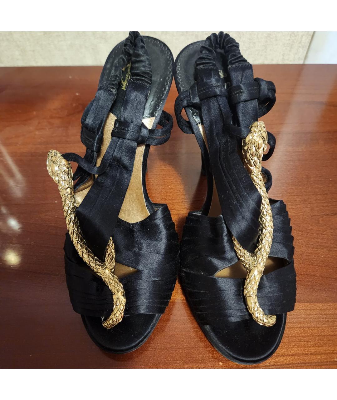 ROBERTO CAVALLI Черные текстильные туфли, фото 2