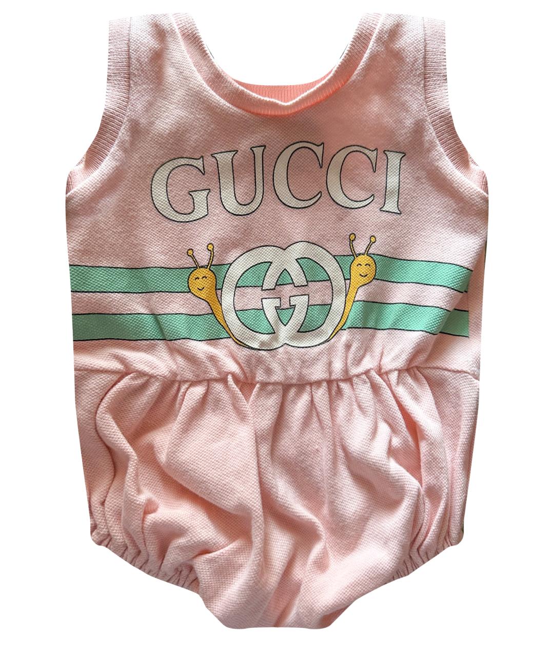 GUCCI KIDS Розовый хлопковый комбинезон, фото 1