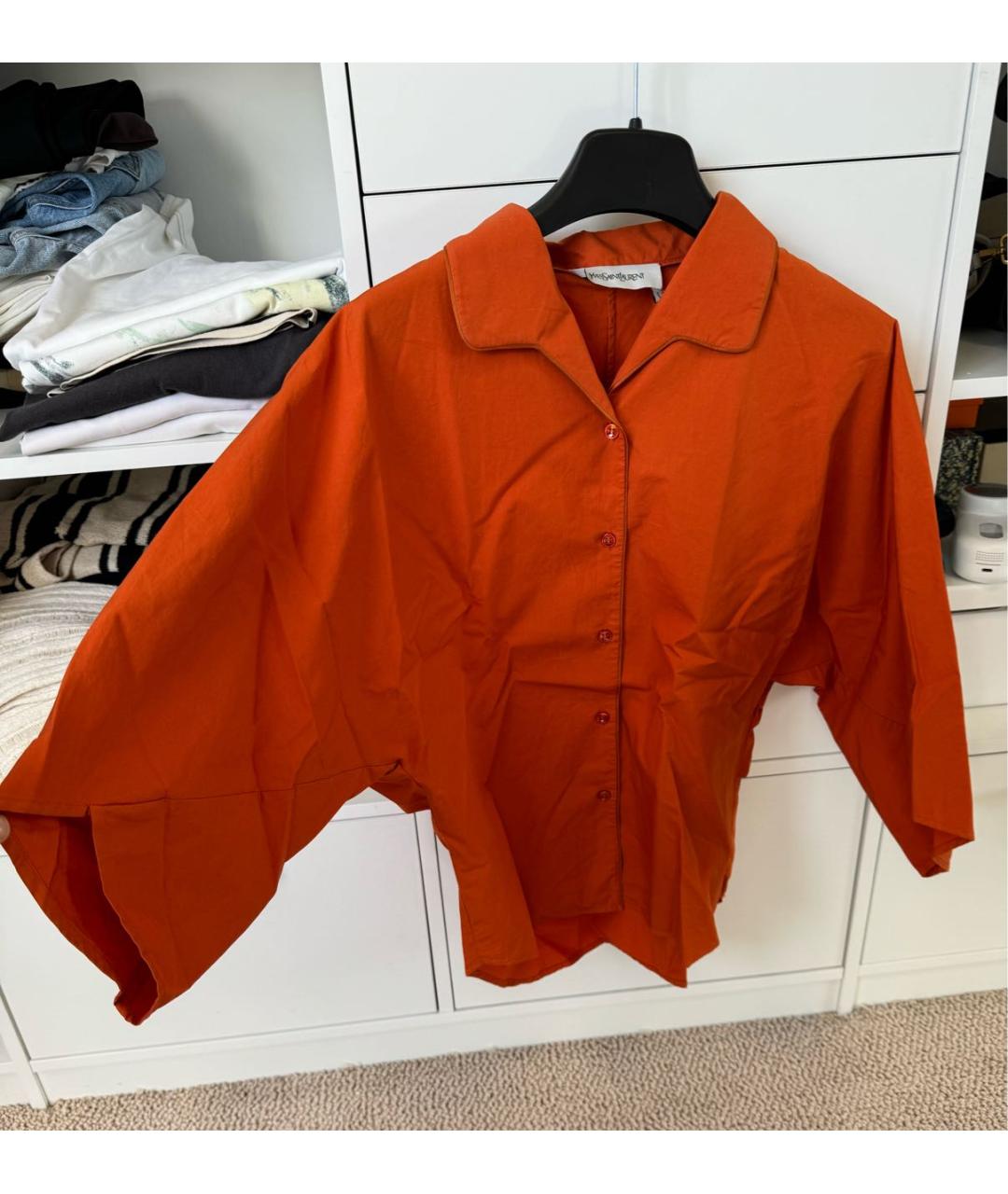 SAINT LAURENT Оранжевая хлопковая блузы, фото 3