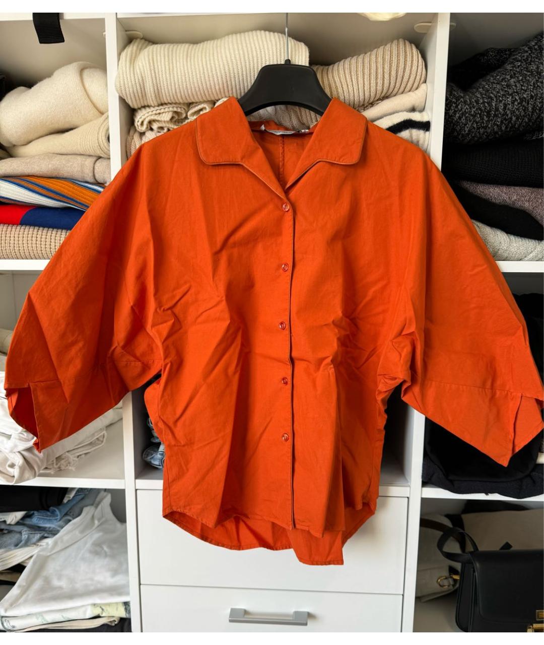 SAINT LAURENT Оранжевая хлопковая блузы, фото 6