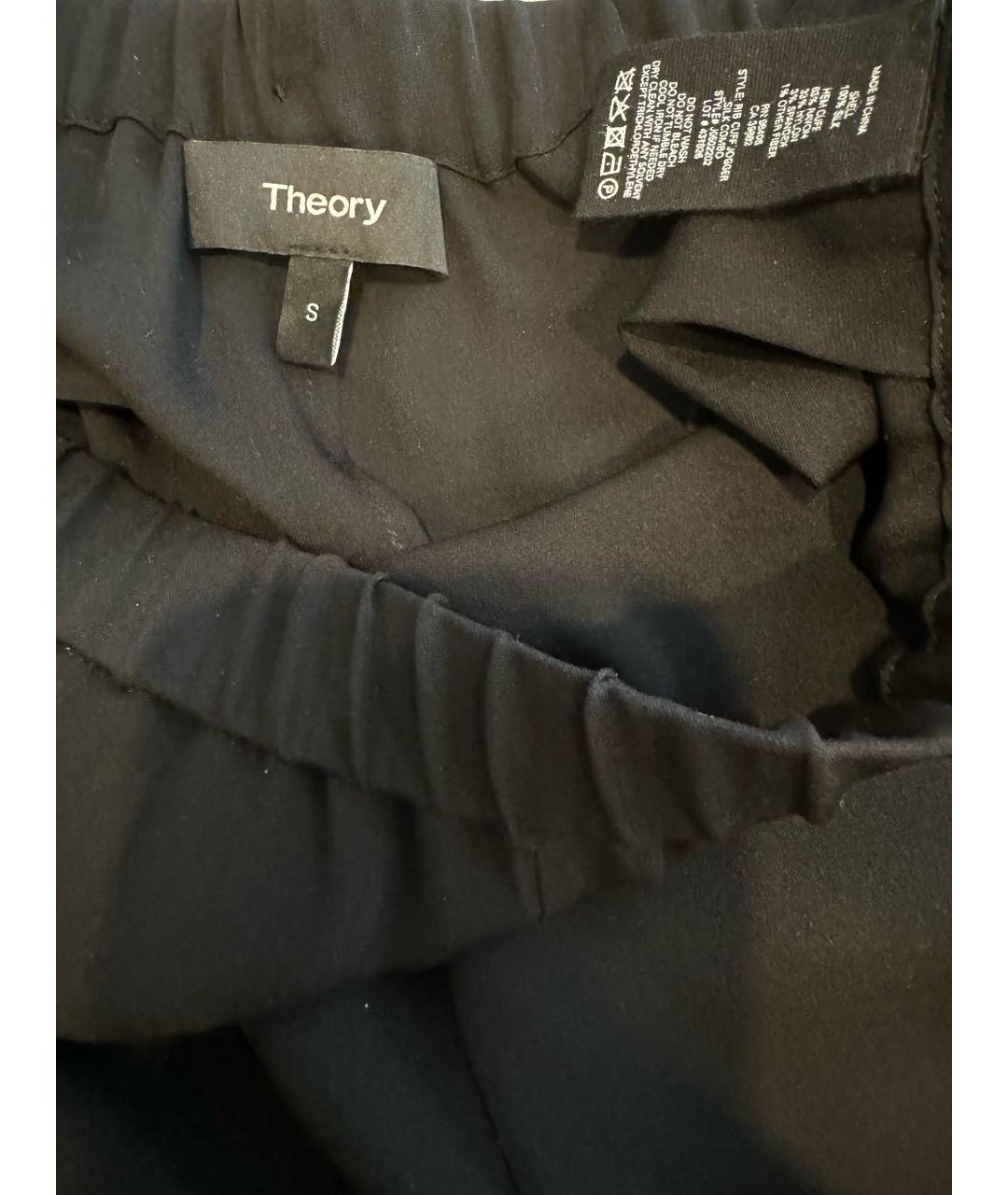 THEORY Черные шелковые брюки широкие, фото 3