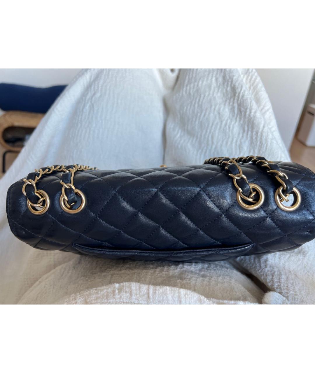 CHANEL PRE-OWNED Синяя кожаная сумка с короткими ручками, фото 8
