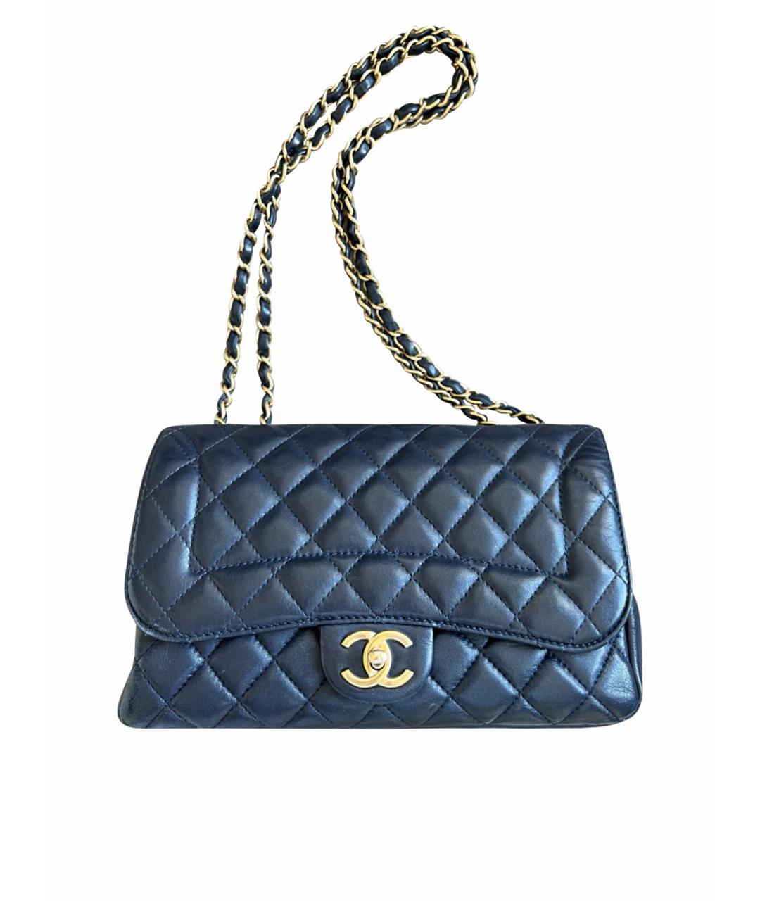 CHANEL PRE-OWNED Синяя кожаная сумка с короткими ручками, фото 1