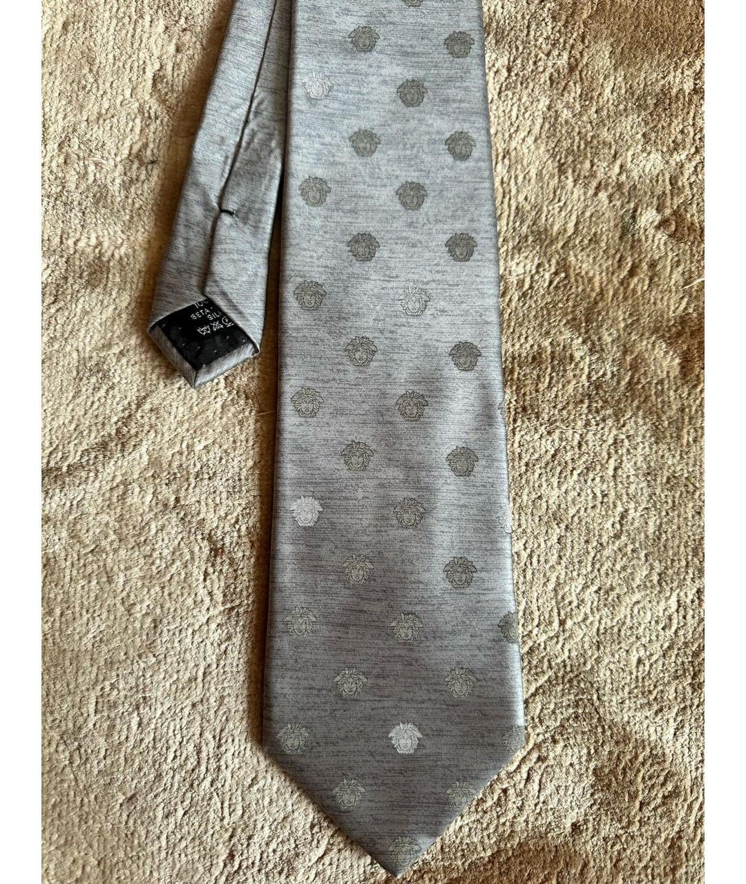 VERSACE Серый шелковый галстук, фото 2