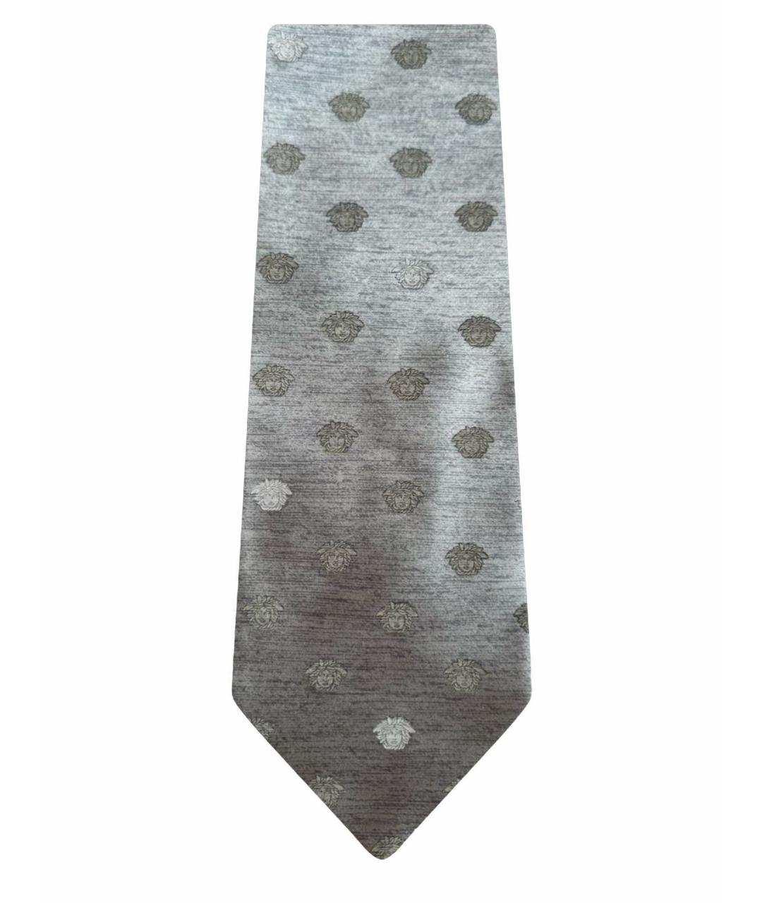VERSACE Серый шелковый галстук, фото 1