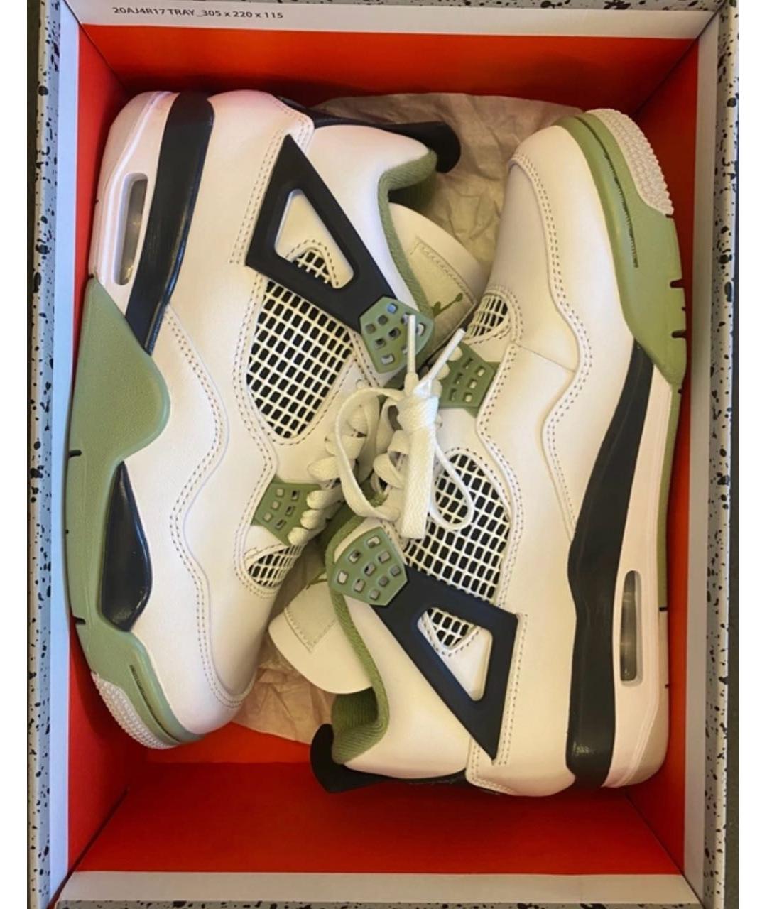 JORDAN Зеленые кожаные высокие кроссовки / кеды, фото 2