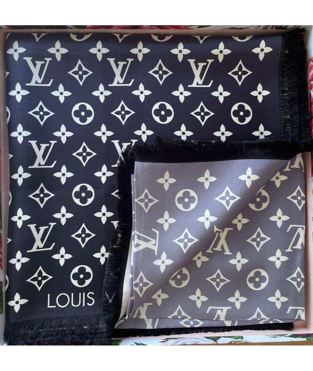 LOUIS VUITTON Бежевый шелковый платок, фото 2