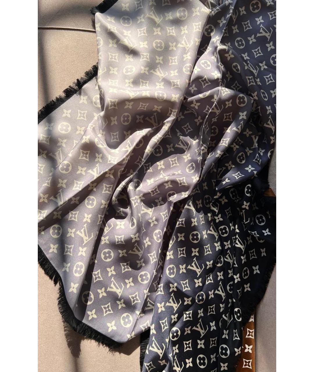 LOUIS VUITTON Бежевый шелковый платок, фото 5