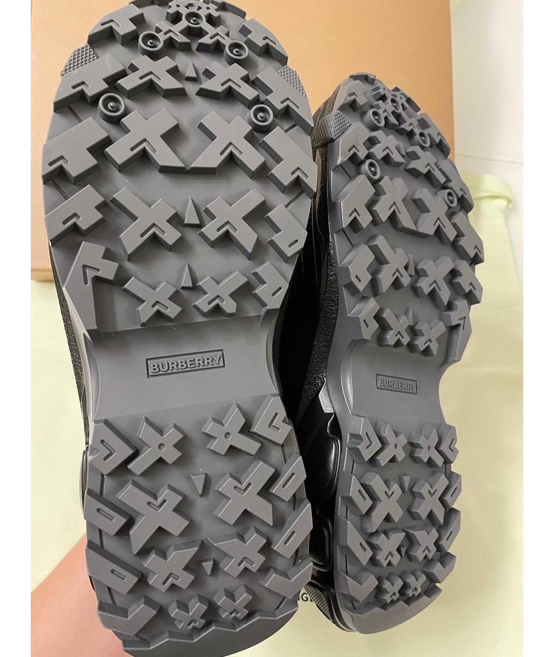 BURBERRY Антрацитовые текстильные низкие кроссовки / кеды, фото 6
