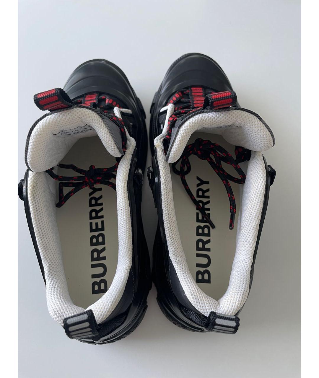 BURBERRY Антрацитовые текстильные низкие кроссовки / кеды, фото 3