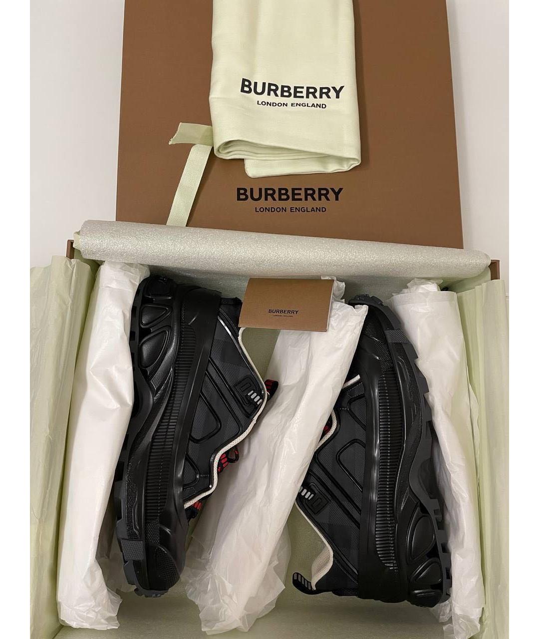 BURBERRY Антрацитовые текстильные низкие кроссовки / кеды, фото 5