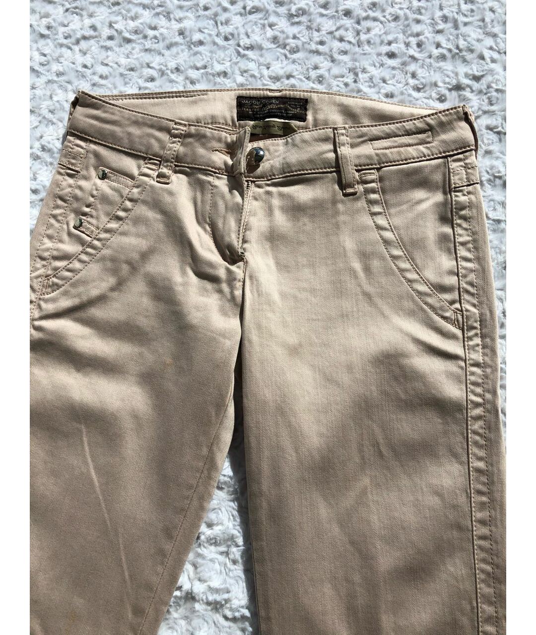 JACOB COHEN Бежевые хлопко-эластановые джинсы слим, фото 2