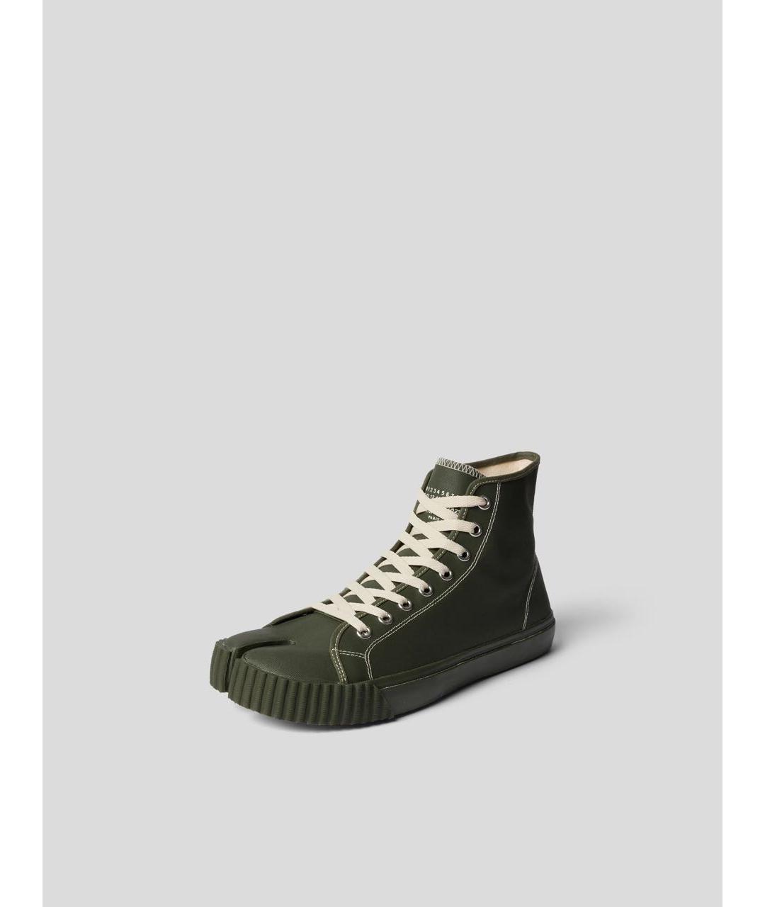 MAISON MARGIELA Зеленые текстильные высокие кроссовки / кеды, фото 2