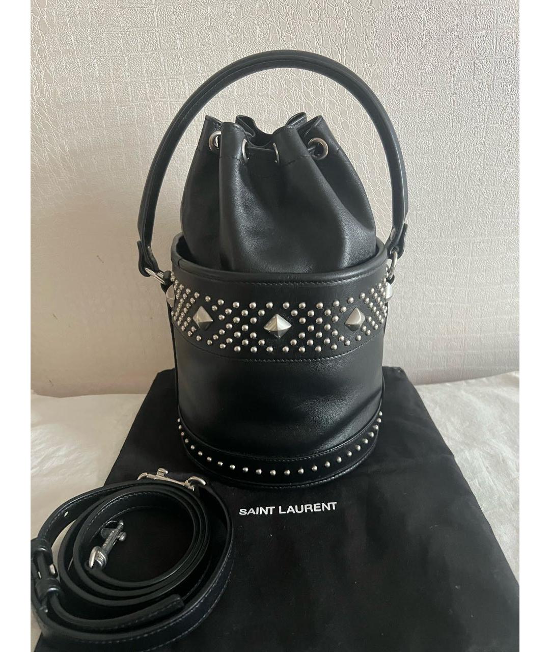 SAINT LAURENT Черная кожаная сумка тоут, фото 2