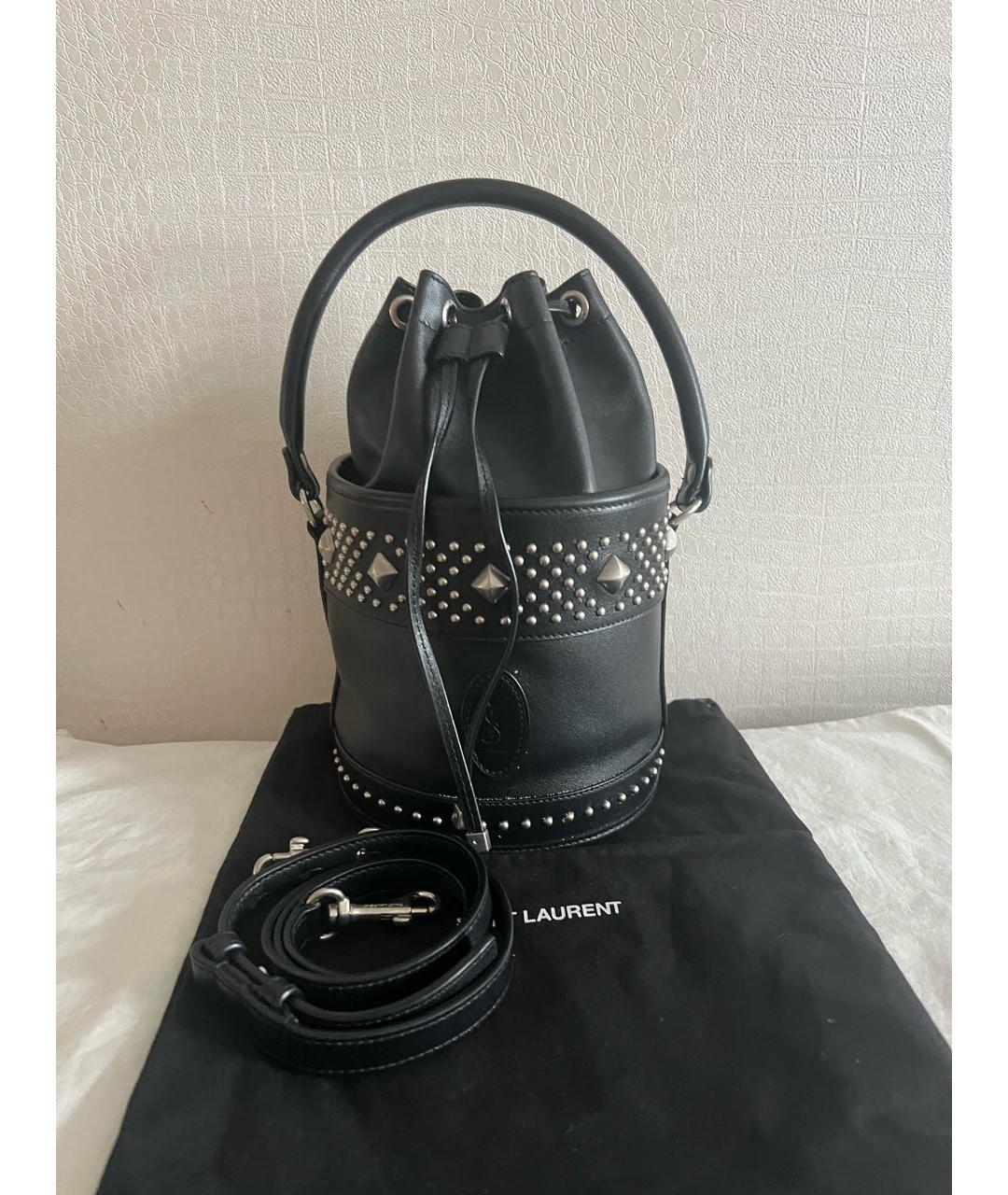 SAINT LAURENT Черная кожаная сумка тоут, фото 8
