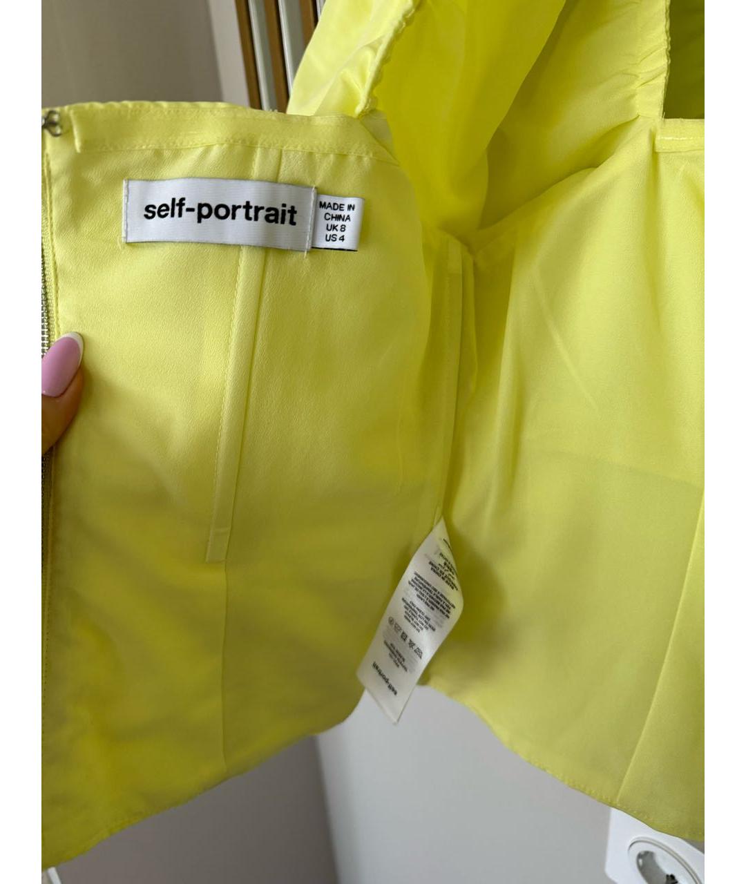 SELF-PORTRAIT Желтая синтетическая блузы, фото 4