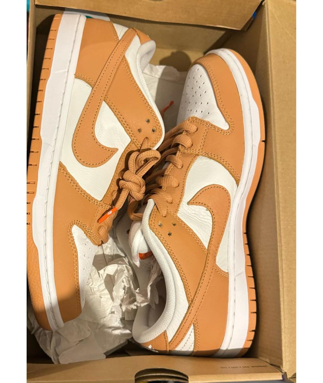 NIKE Оранжевое кожаные низкие кроссовки / кеды, фото 2