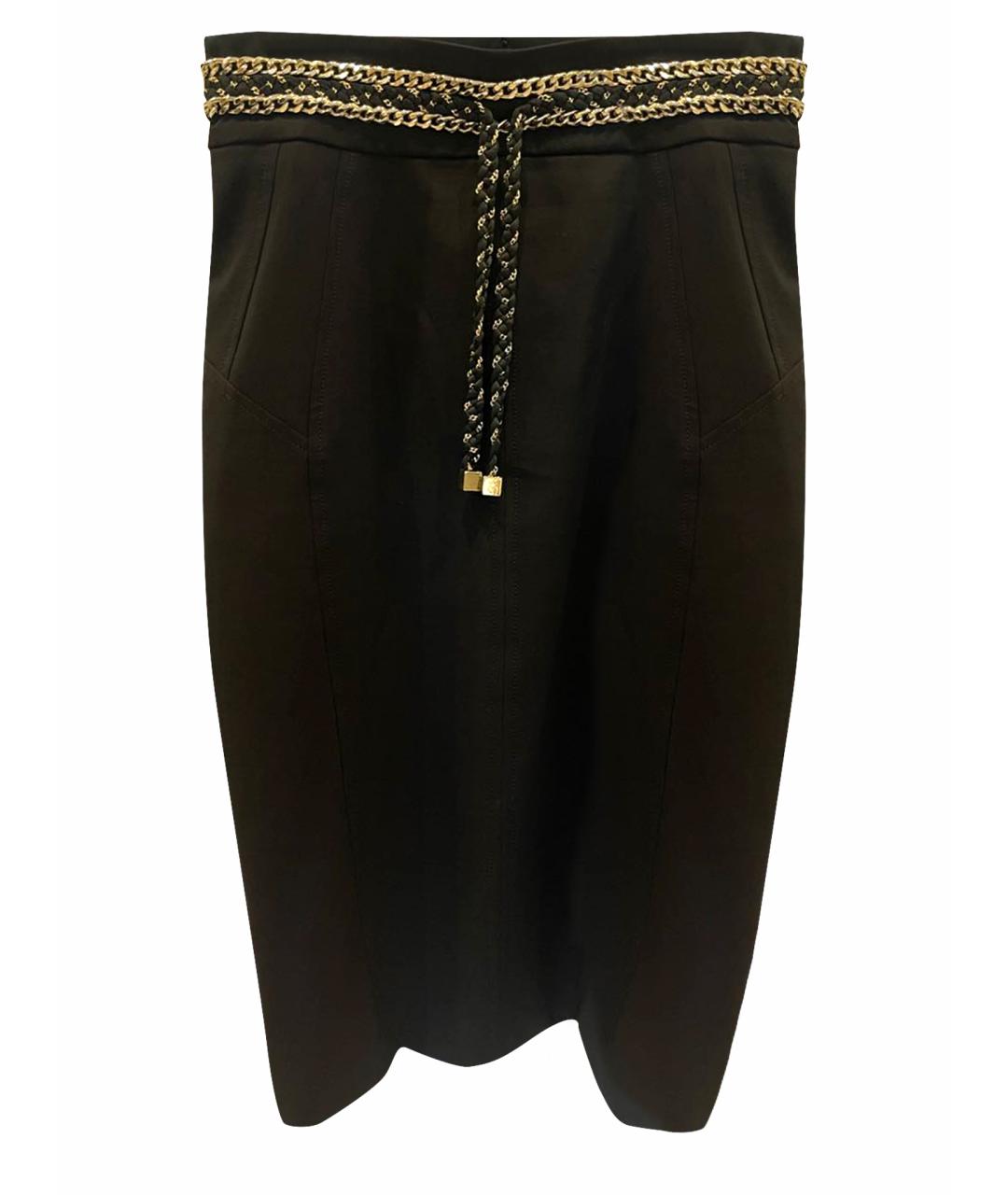 ELISABETTA FRANCHI Черная полиамидовая юбка миди, фото 1