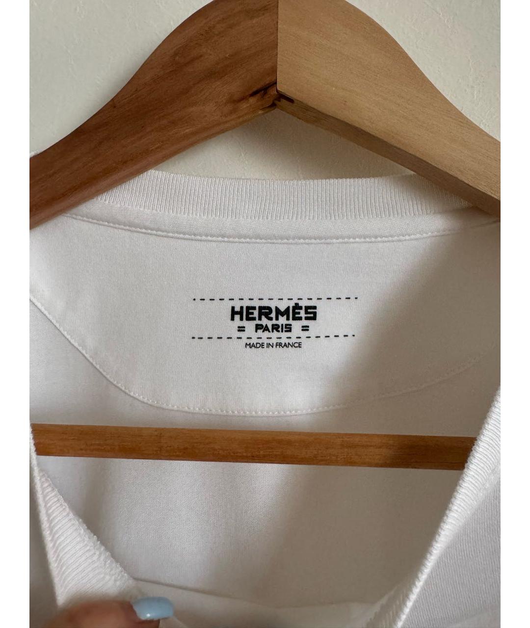 HERMES Белая хлопковая футболка, фото 2