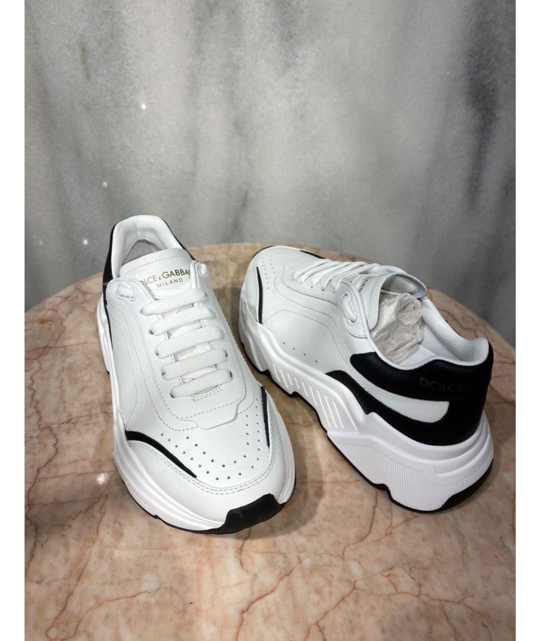 DOLCE&GABBANA Белые кожаные кроссовки, фото 3