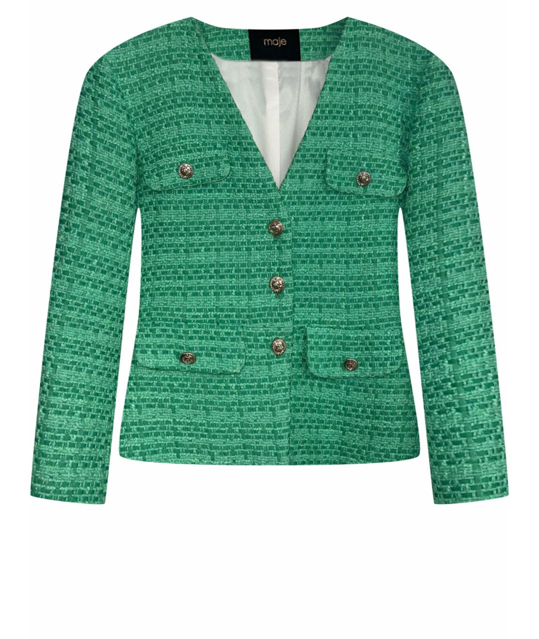 MAJE Зеленый твидовый жакет/пиджак, фото 1
