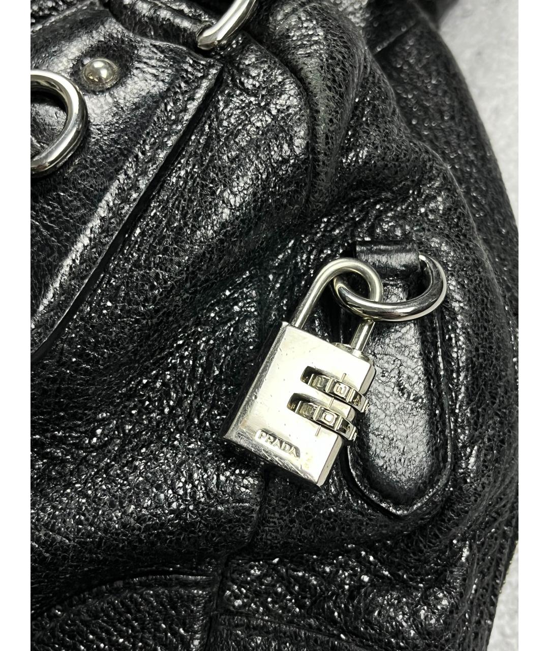 PRADA Черная кожаная сумка с короткими ручками, фото 5