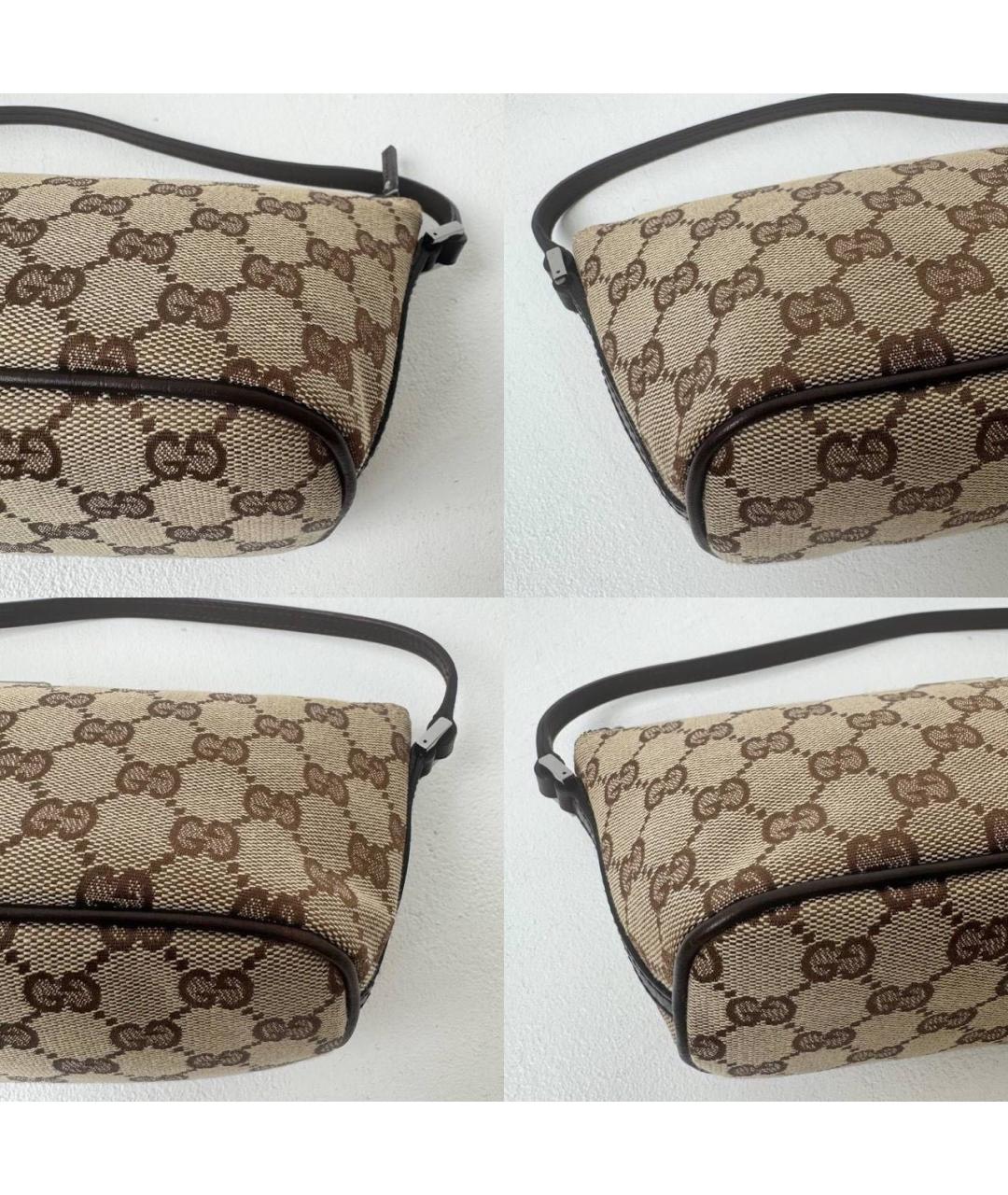 GUCCI Коричневая жаккардовая сумка с короткими ручками, фото 3