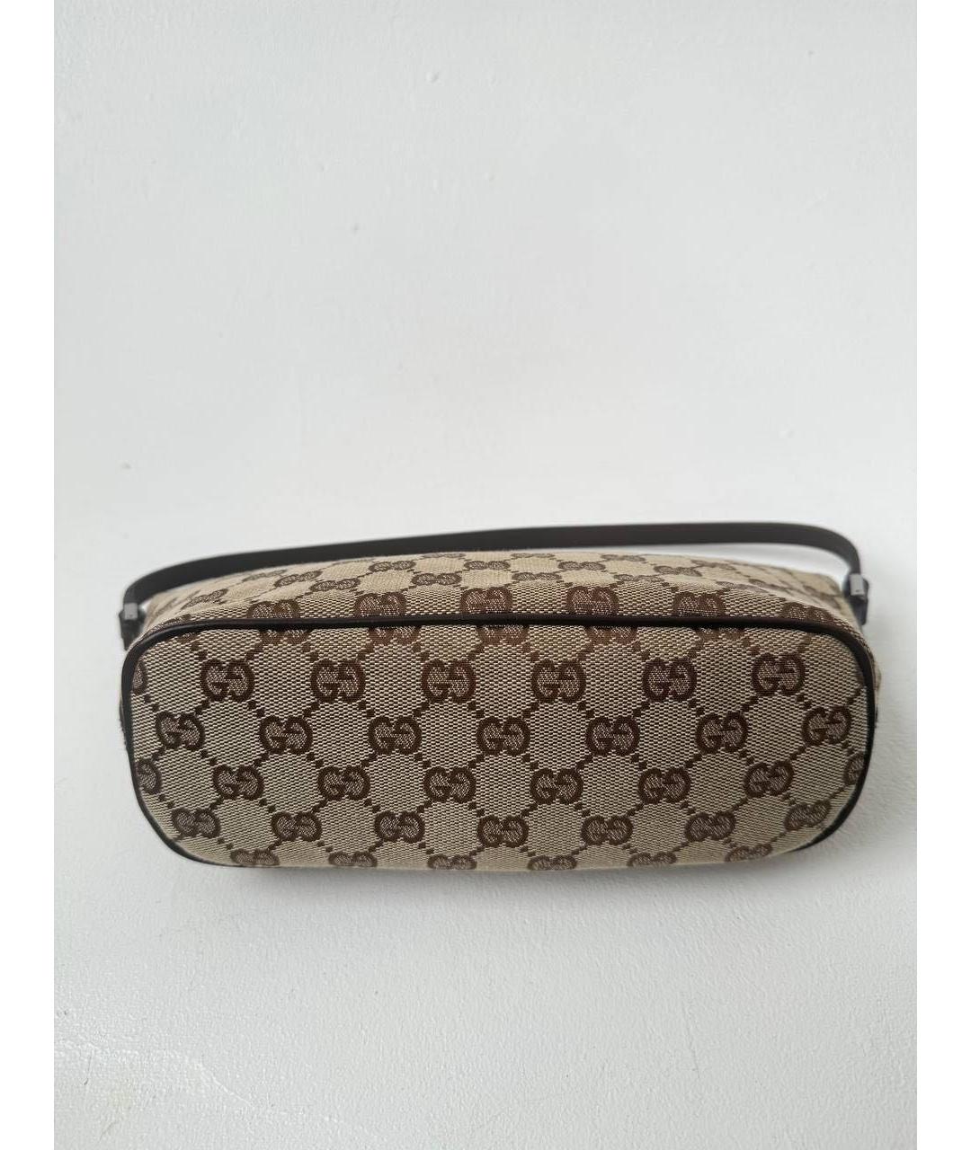 GUCCI Коричневая жаккардовая сумка с короткими ручками, фото 6